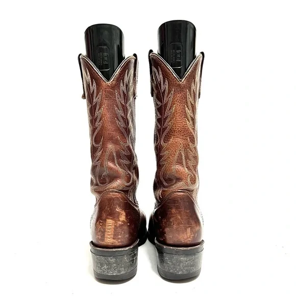 Vintage 1990s men’s brown leather mid calf cowboy work boots